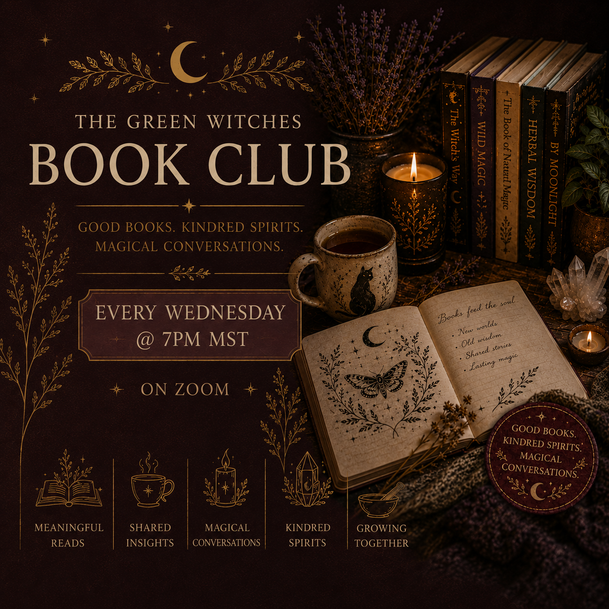 The Green Witches Book Club gathering details and atmosphere.