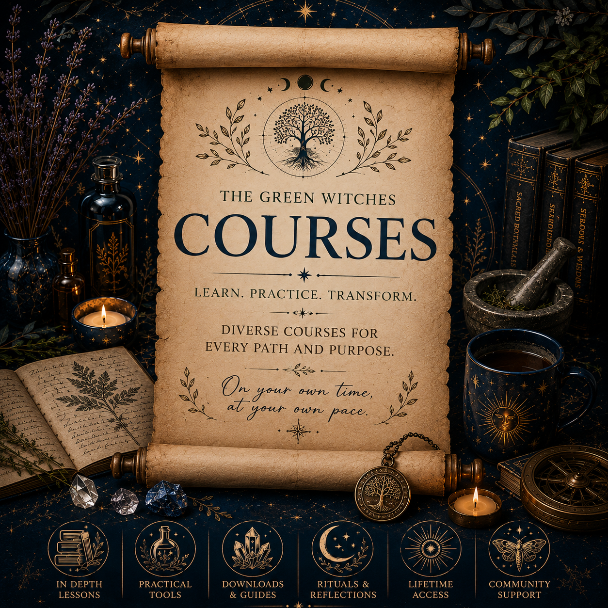 Green Witches Corner course and learning atmosphere.