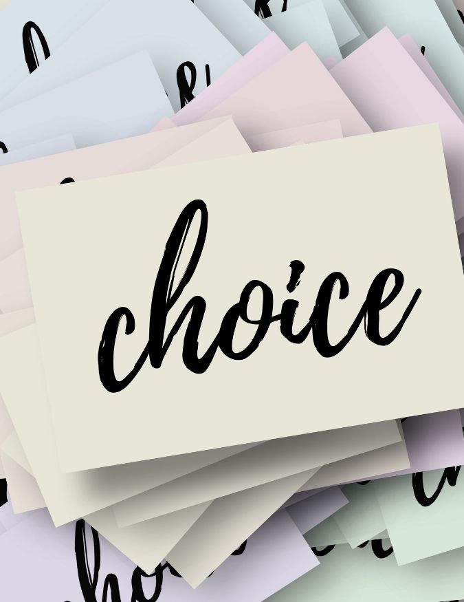 Choice cards representing intentional decision making.