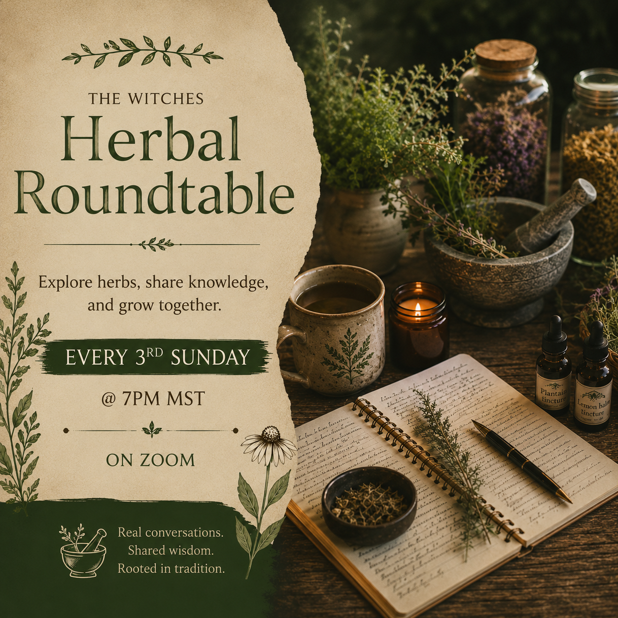 The Witches Herbal Roundtable gathering details and atmosphere.